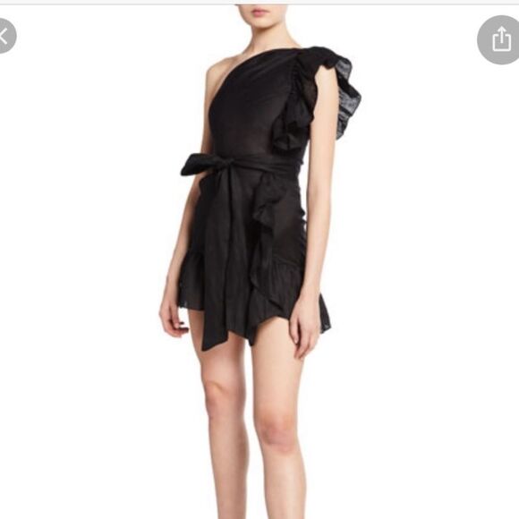 Isabel Marant one shoulder ruffle mini dress no belt size 38